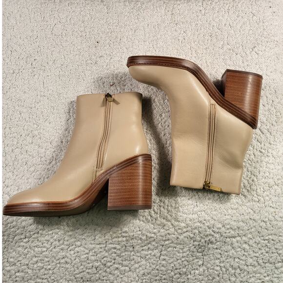 NEW Marc Fisher LTD Haleena leather bootie light natural/beige boots size 6M - Picture 2 of 7